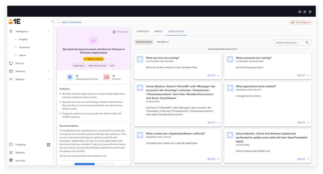 Intelligent Insights: Recommendations and remediation guidance