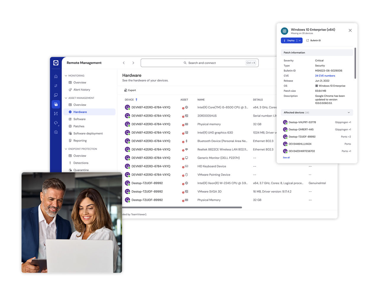 Hardware management as seen in the TeamViewer client