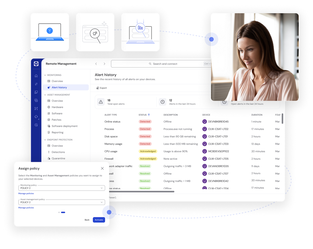 Alert history as seen in the TeamViewer client
